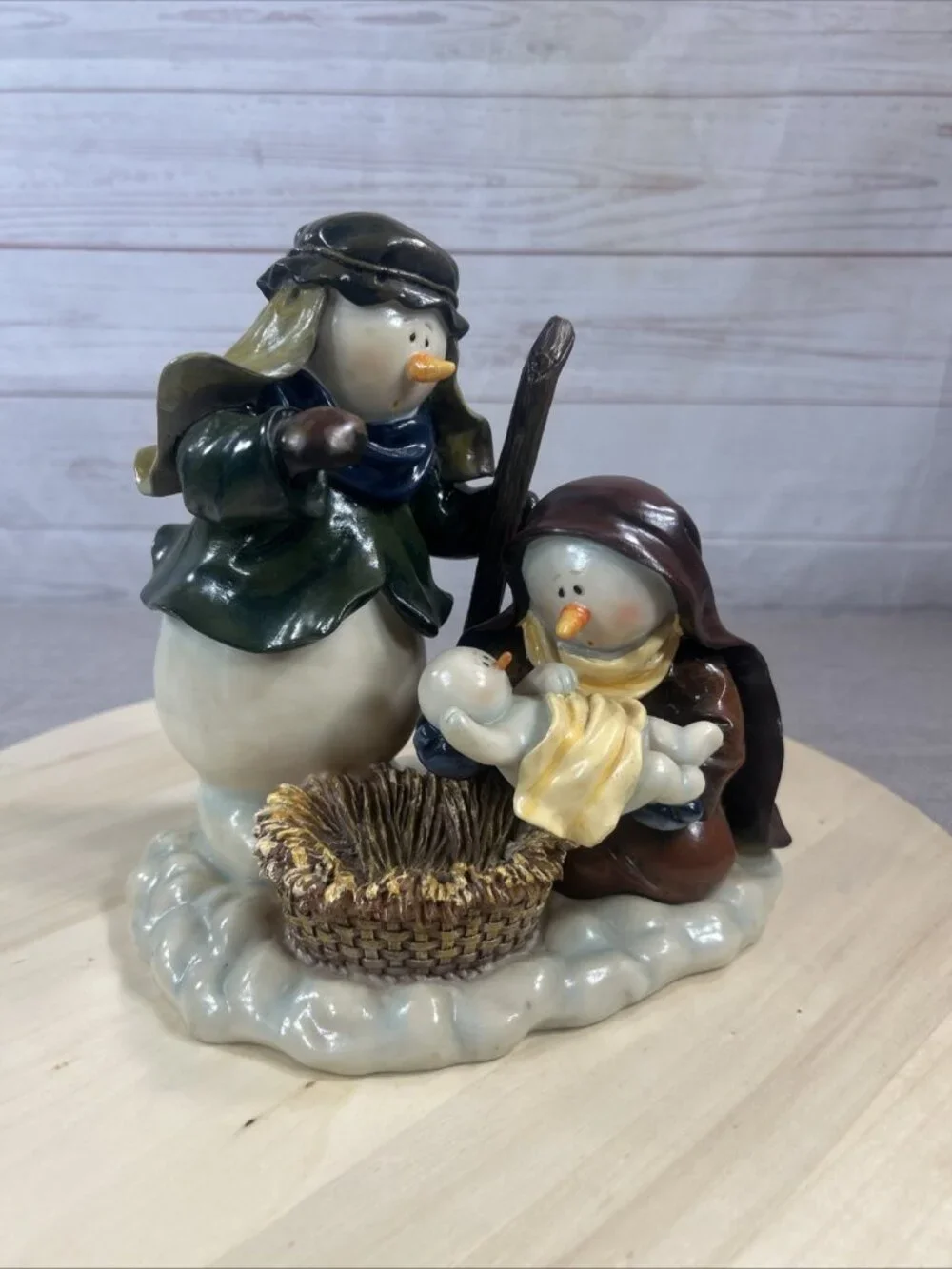 Vintage Snowman Resin Figurine Nativity Scene Winter Christmas Decor 7” X 7”